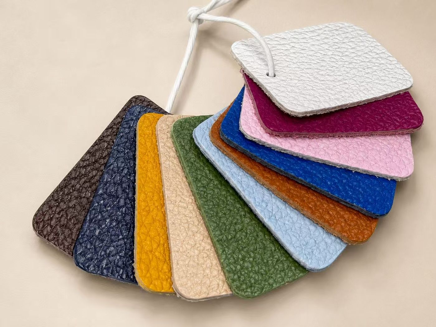 Italian leather, lining and colour swatches for product development